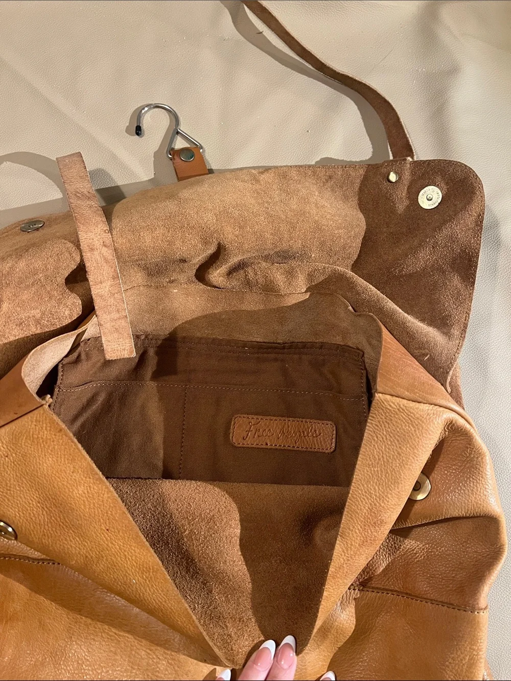 Leather Backpack Tan Free People Distressed Vintage Cognac Soft Laptop Bag Flap